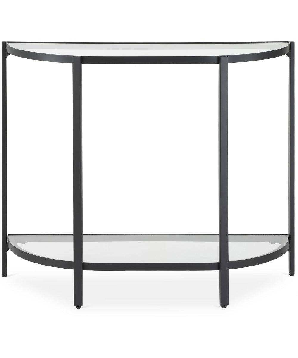 Accent Furniture with Tempered Glass Top with Shelves Satin Black