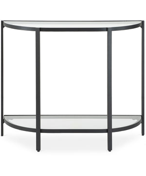 Accent Furniture with Tempered Glass Top with Shelves Satin Black