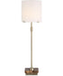 1-Light Buffet Lamp with Coffee Marble Base in Antique Brass