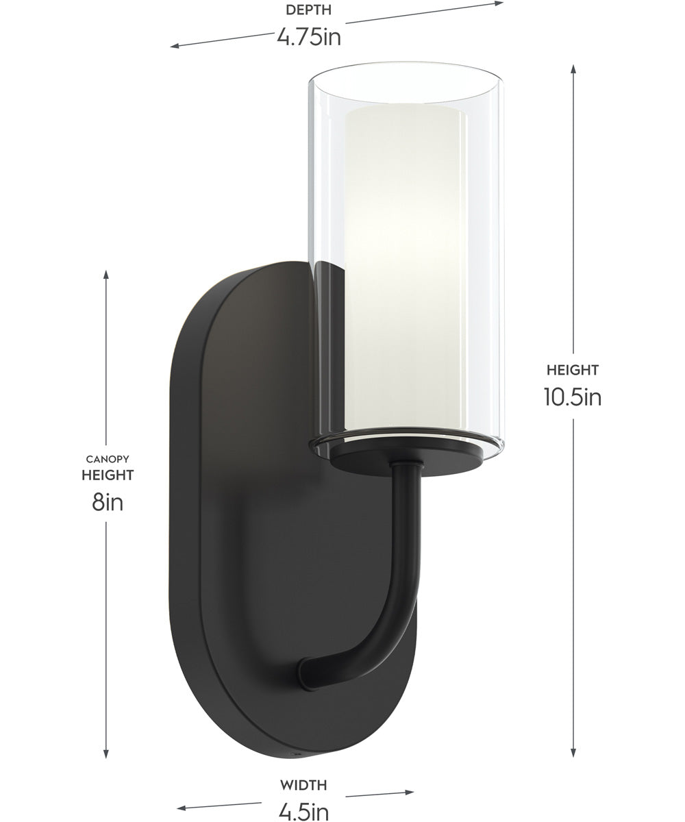 Mack 1-Light Wall Sconce with Layered Glass Shade Matte Black