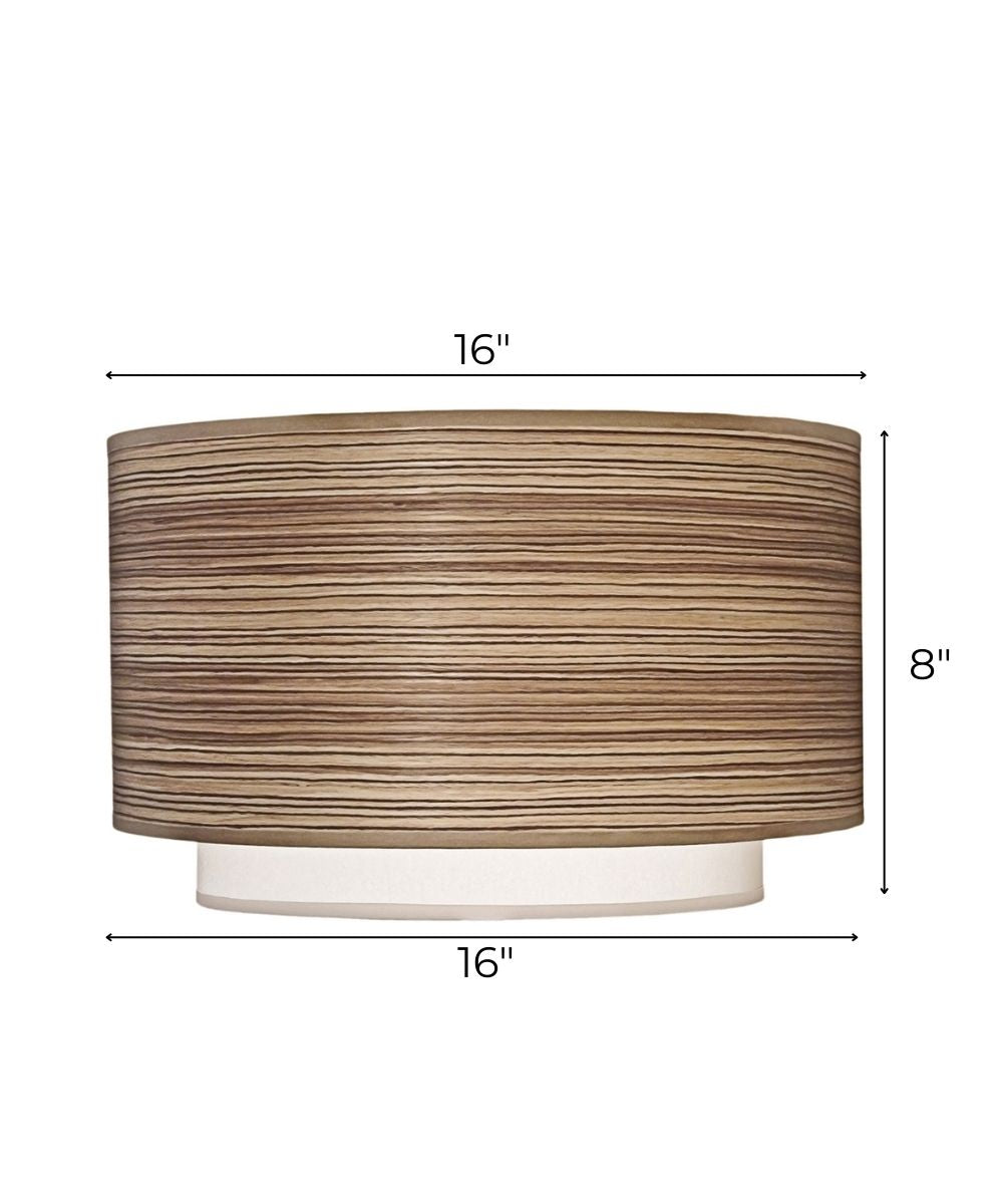 16x16x8 Zebrawood/Off White Camelot Double Drum Hardback Lampshade