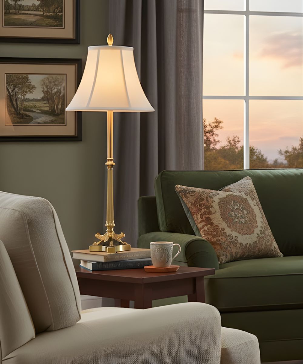 26"H Artisan Brass Signature by Stiffel Buffet Lamp, On/Off