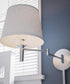 Sheppard 20"W 1-Light Plug-In Brushed Steel with White Shade Wall Swing Arm Wall Sconce by KenroyHome