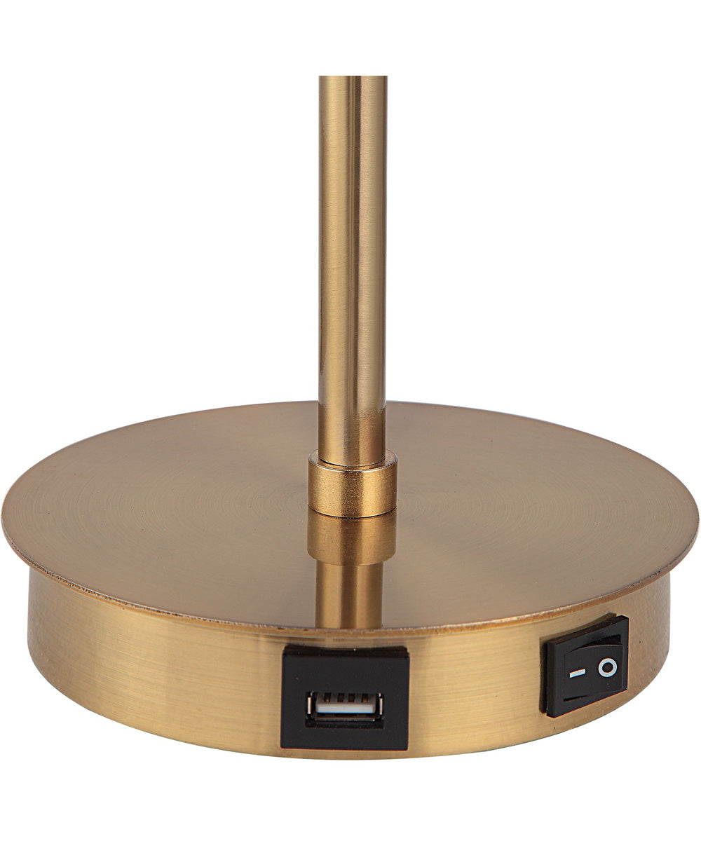 Modern Desk Lamp with White Glass Globe and USB Port