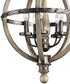 20"w Evan 5-Light Chandelier Light Distressed Antique Gray Wood Finish with Anvil Iron Accents