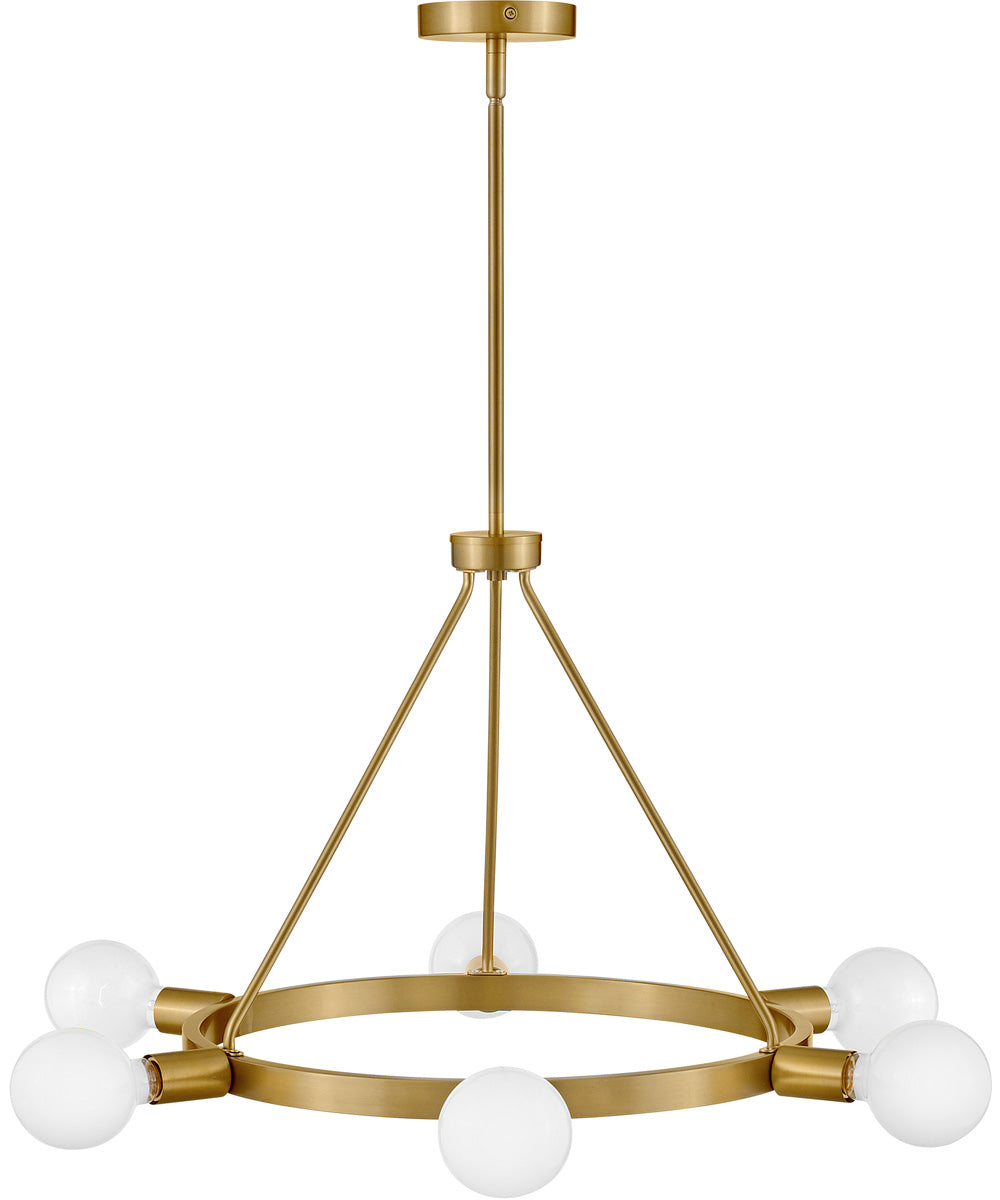 Orla 6-Light Medium Single Tier Chandelier in Lacquered Brass