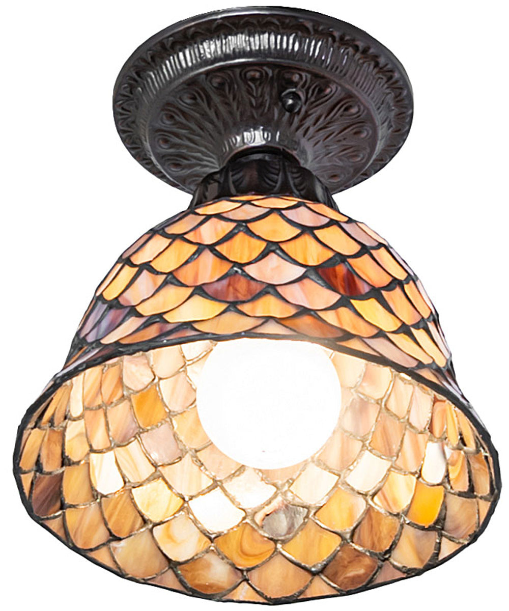 8" Wide Tiffany Fishscale Flushmount