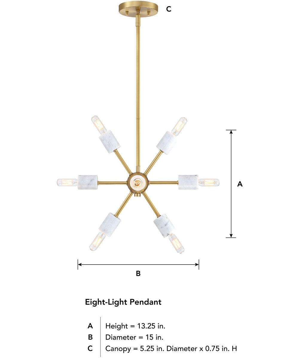 Star Dust 8 Light Pendant Brushed Gold