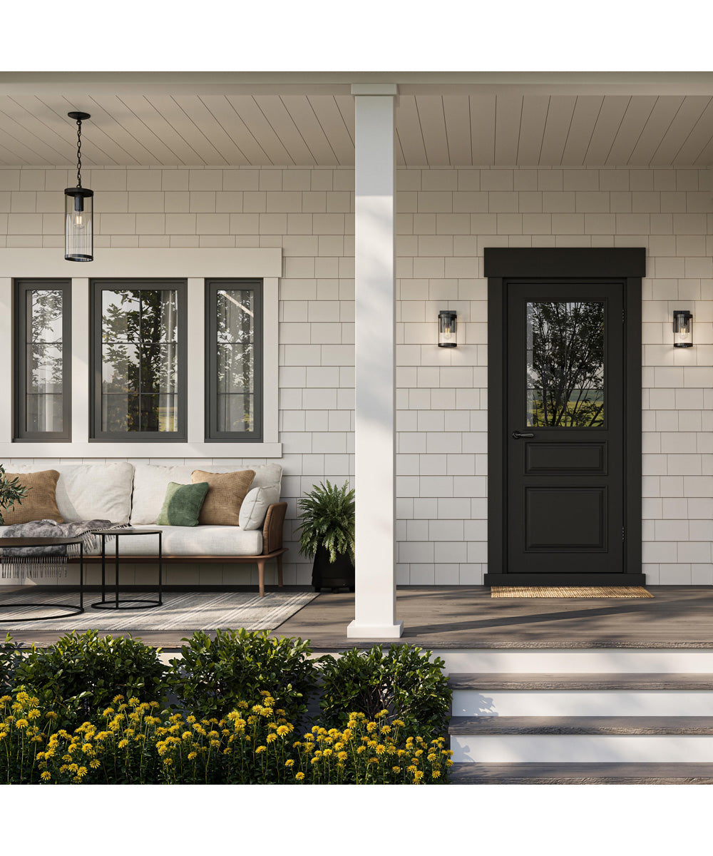 Kagen Outdoor Pendant Light with Clear Glass Panels Matte Black
