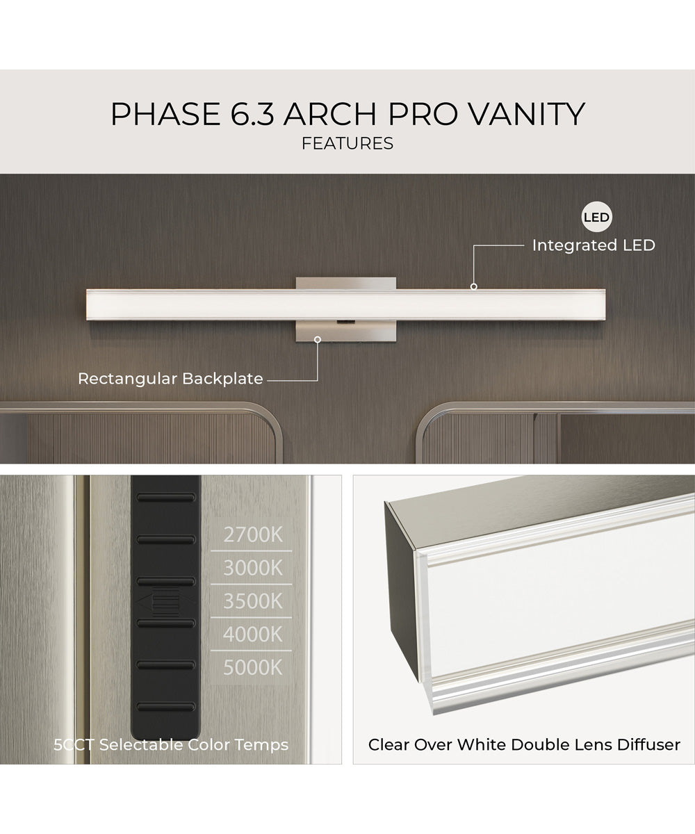 Phase 6.3 24 in. 5CCT Integrated LED Linear Vanity Light Brushed Nickel