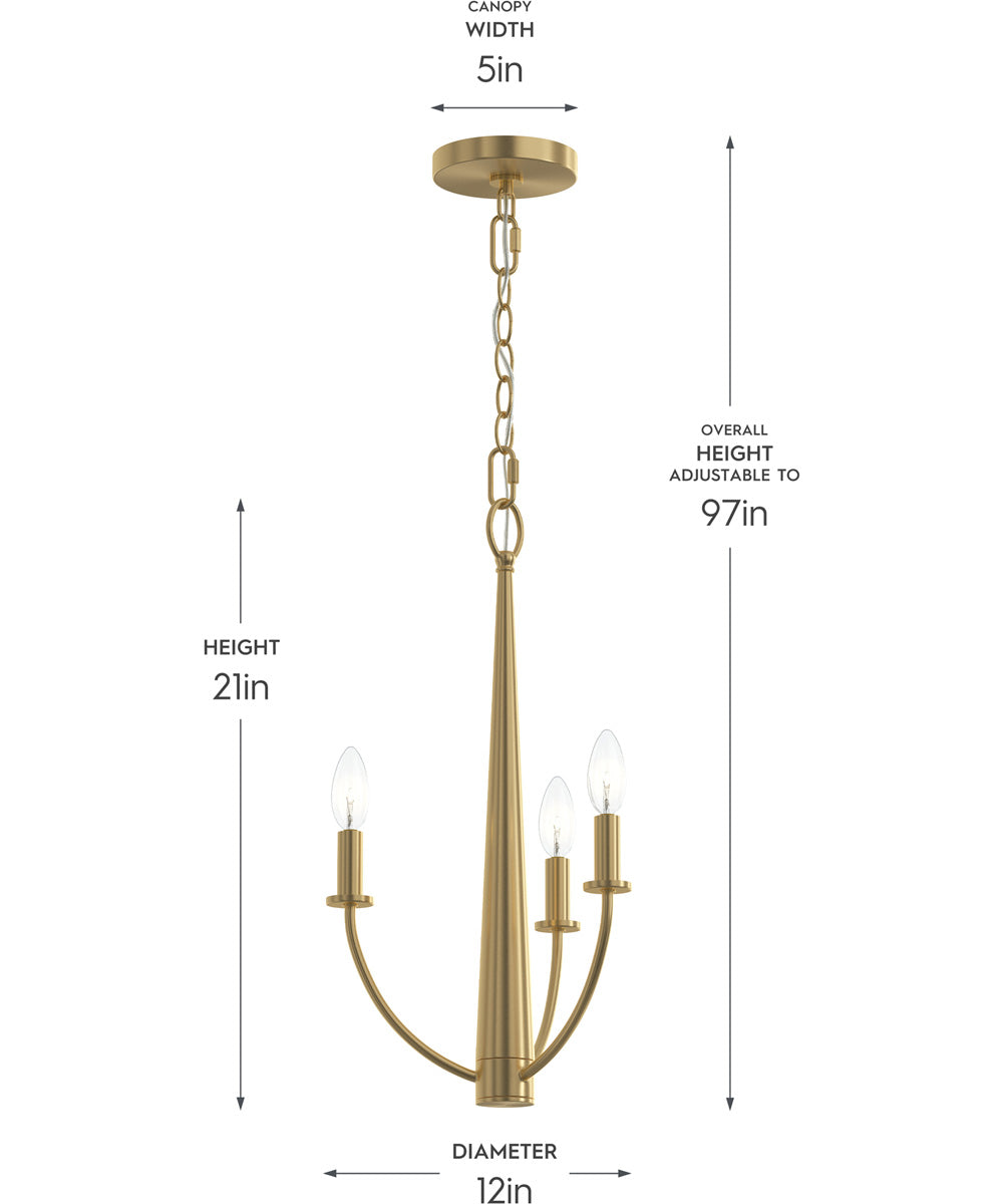 Jheni 3-Light Chandelier Brushed Gold
