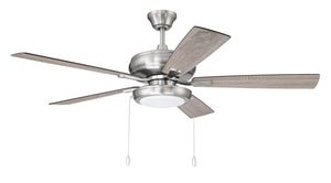 EOS Low Profile 1 bulb Frosted White 52" Ceiling Fan 1-Light Fan Brushed Polished Nickel