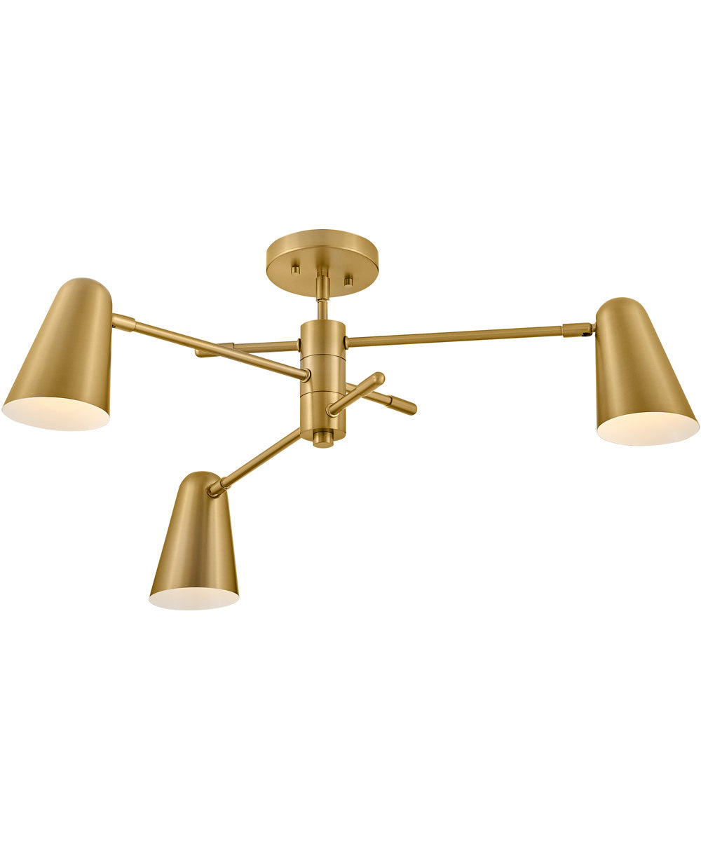 Birdie 3-Light Medium Convertible Mobile Single Tier Chandelier in Lacquered Brass