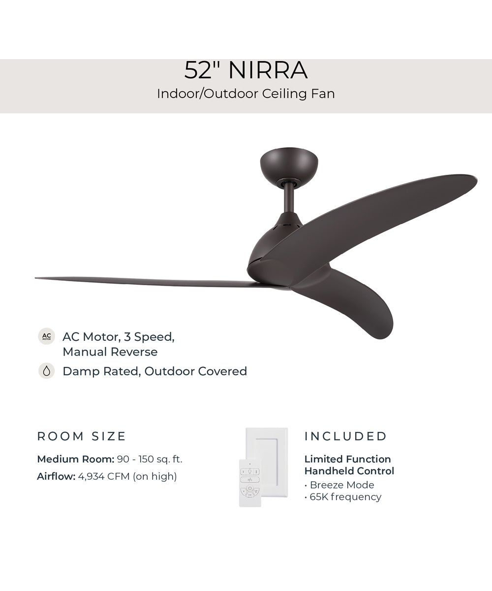 Nirra 52-in. 3-Blade Modern Ceiling Fan Satin Natural Bronze
