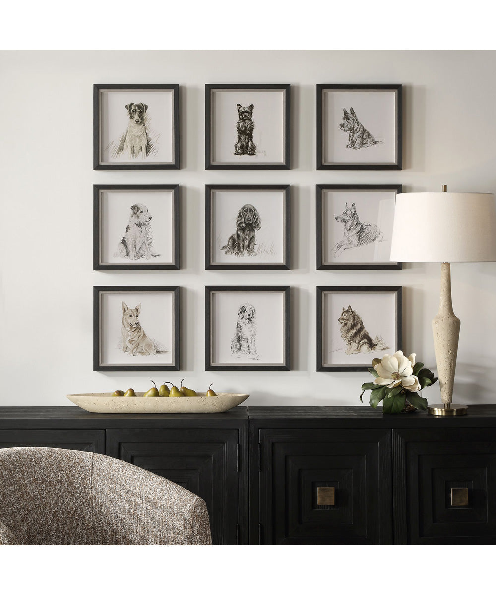 Loyal Companion Framed Dog Prints, Set of 9