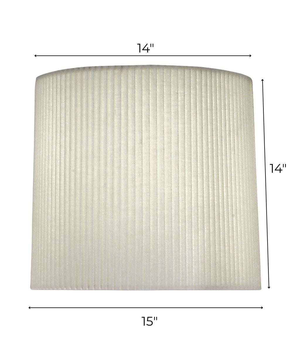 14x15x14 Natural Side Pleat Butcher Linen Deep Drum Hardback Lampshade