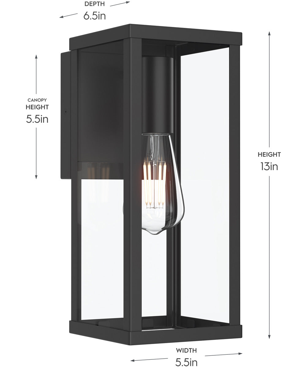 Ryle 1-Light Medium Wall Lantern with Clear Glass Panels Matte Black