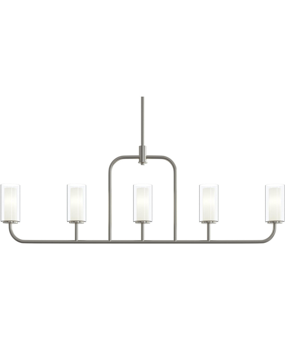 Mack 5-Light Linear Chandelier with Layered Glass Shades Brushed Nickel