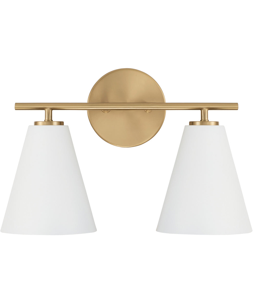 Charlie 2-Light Vanity Matte Brass and White