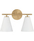 Charlie 2-Light Vanity Matte Brass and White