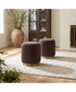 Upholstered Stool with Vertical Ribbed Texture in Chocolate and Antique Gold