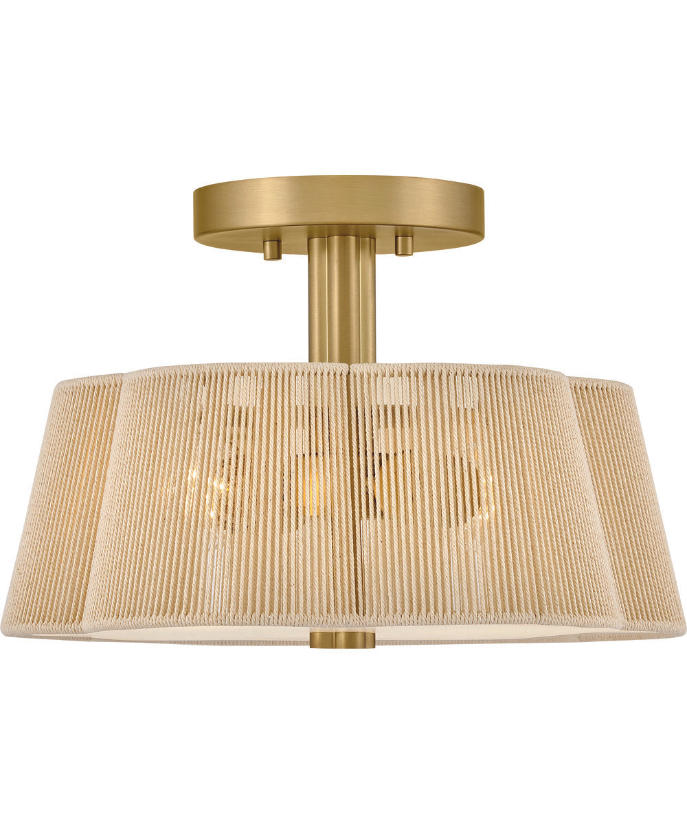 Sasha 2-Light Small Semi-Flush Mount in Lacquered Brass