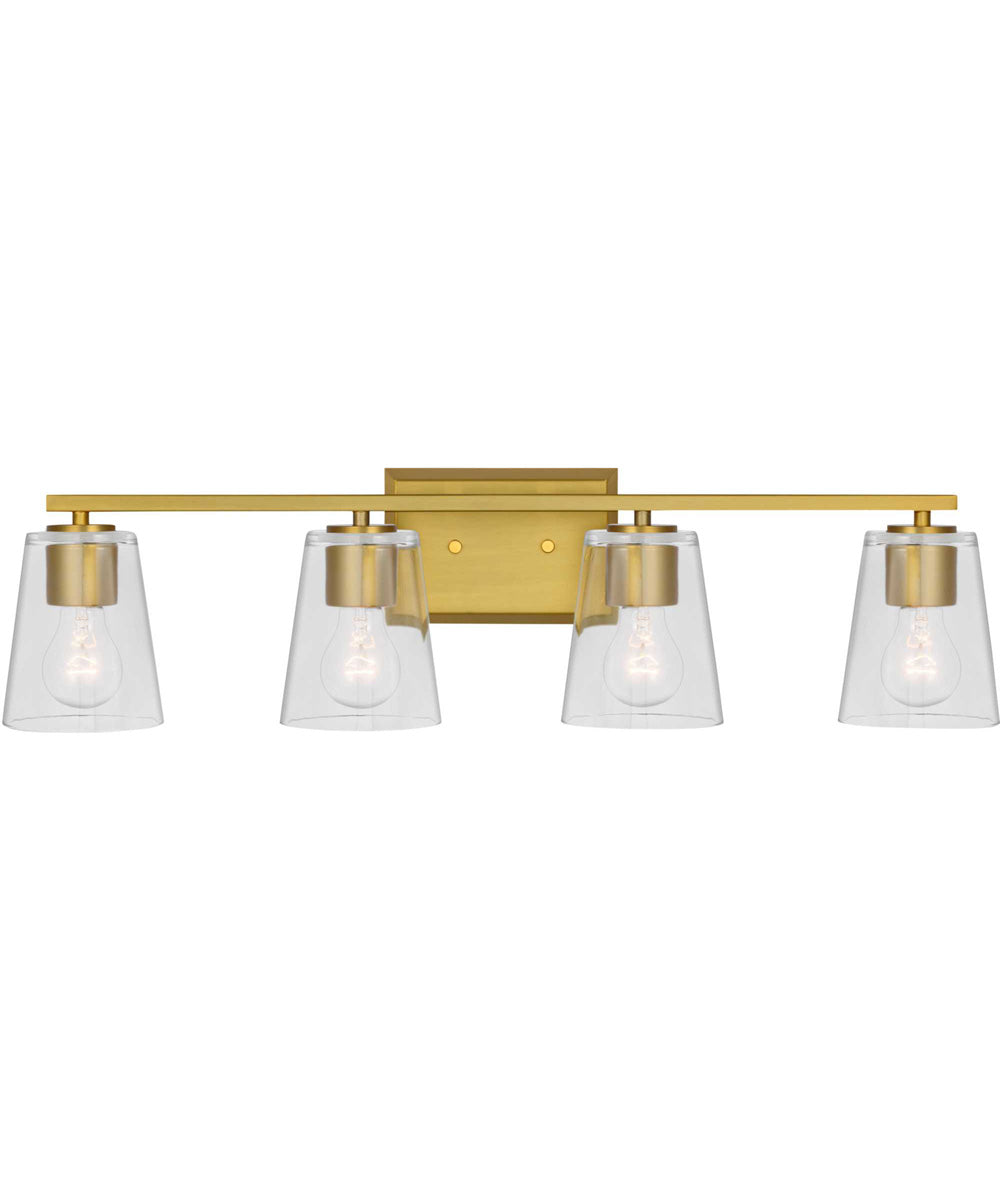 Vertex 4-Light Clear Glass Contemporary Bath Light Brushed Gold