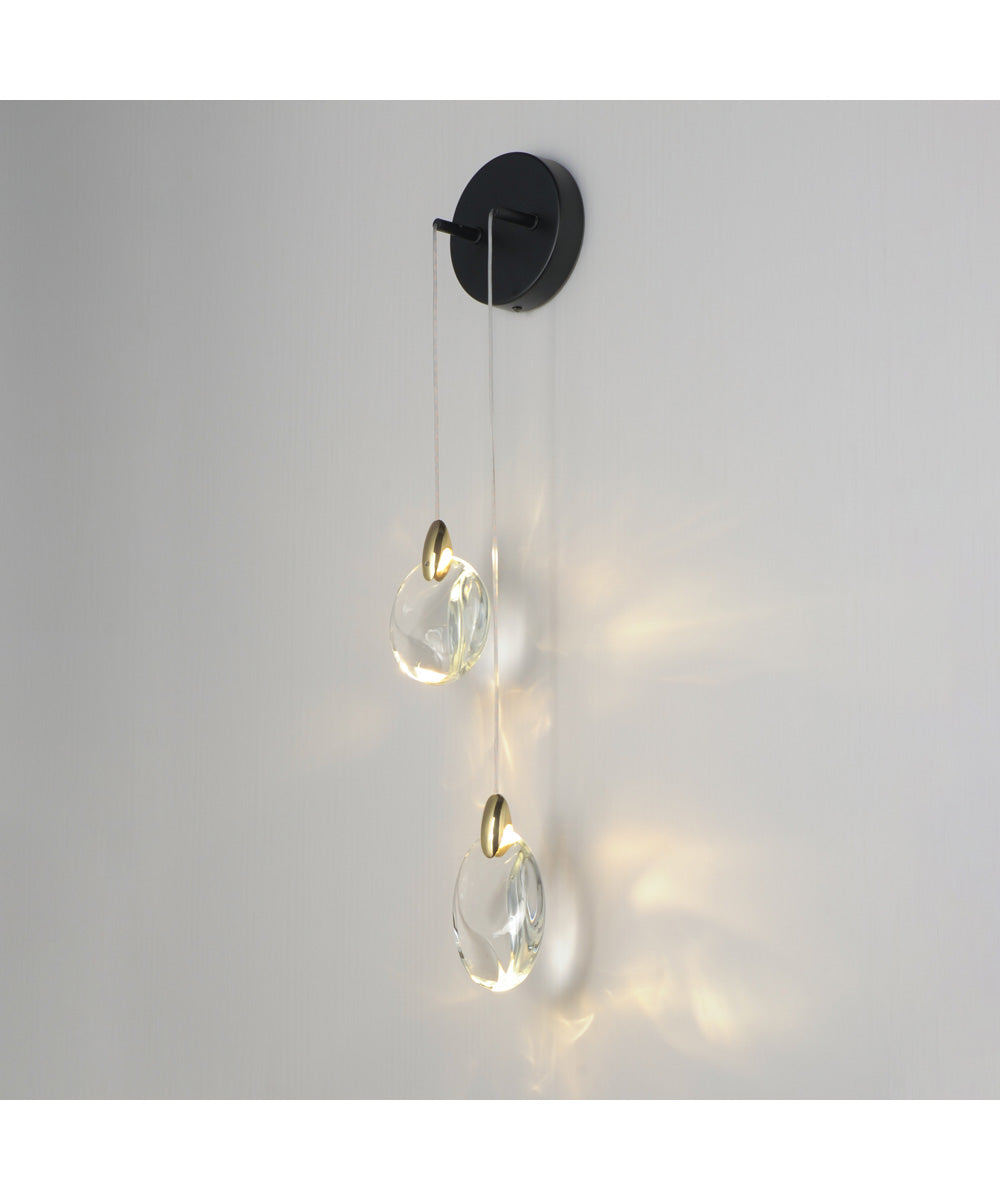 Pebble 2-Light Wall Sconce Black / Polished Gold