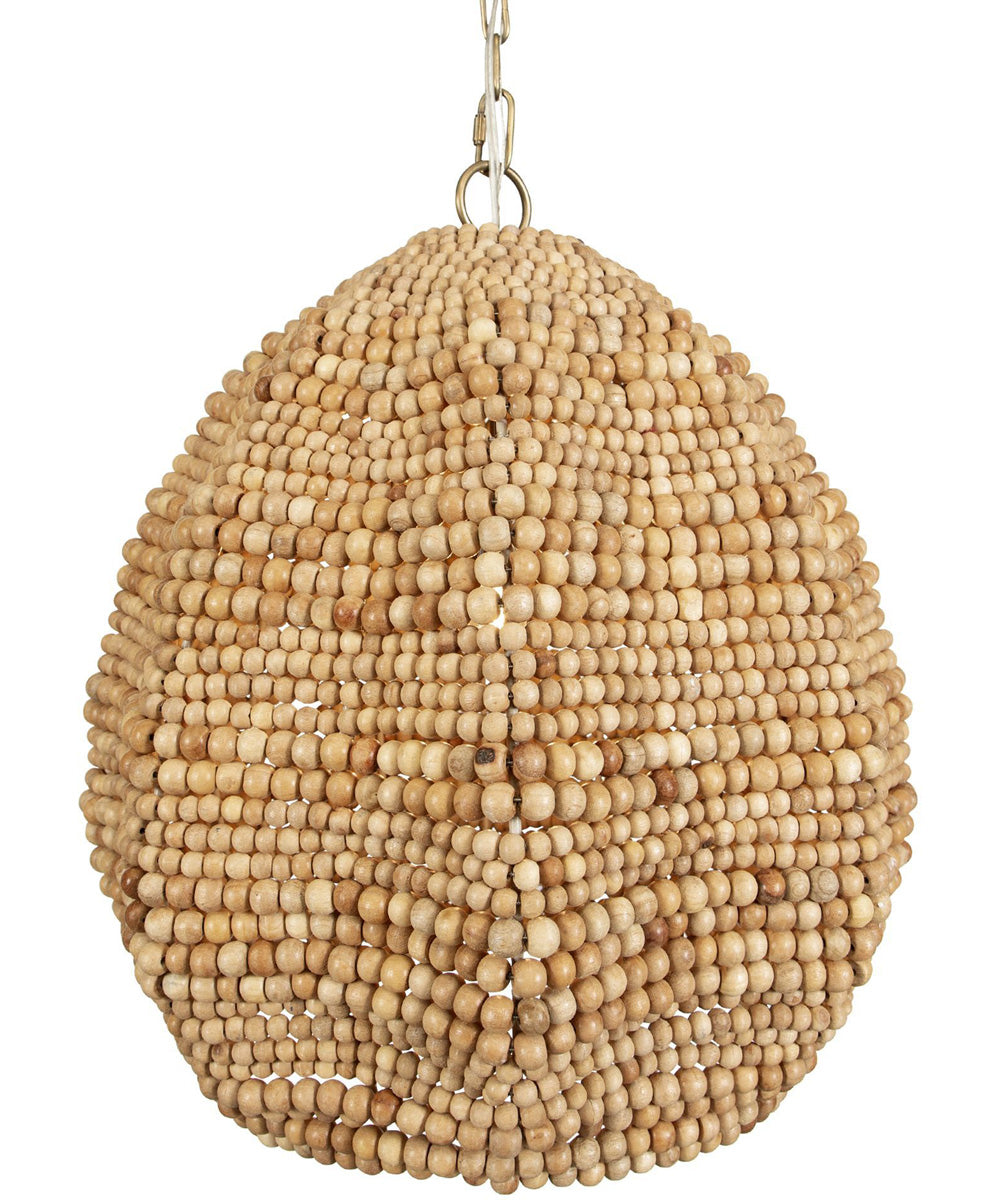 Kauri 1 Light Wooden Bead Pendant