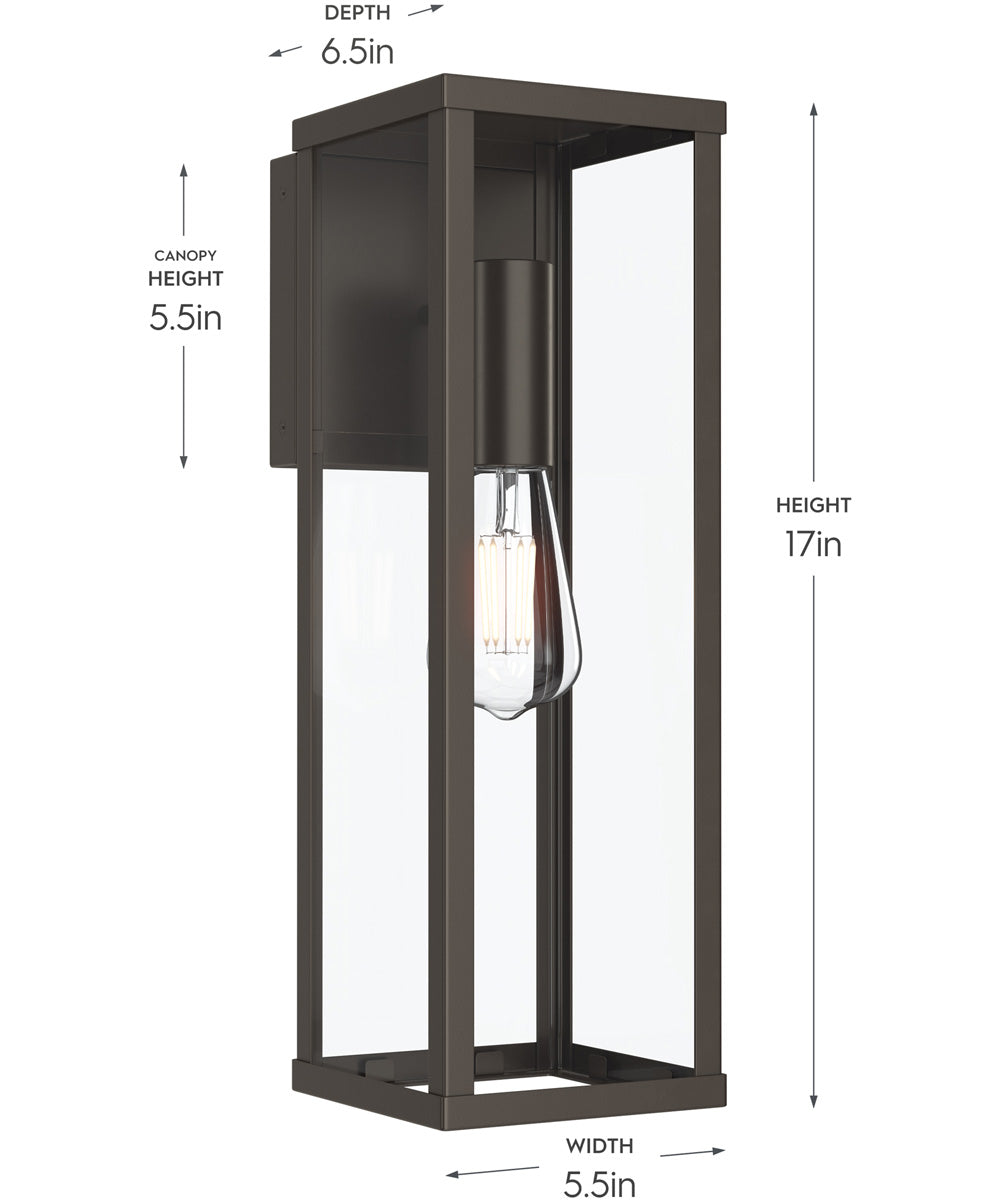 Ryle 1-Light Large Wall Lantern with Clear Glass Panels Antique Bronze