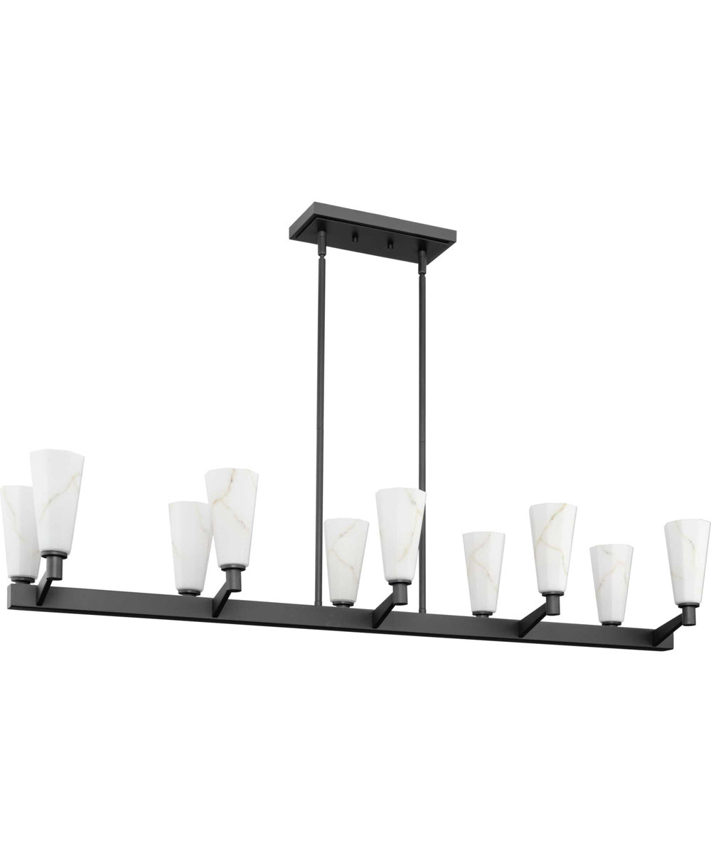 Tosca 10-Light Modern Luxe Linear Chandelier Matte Black
