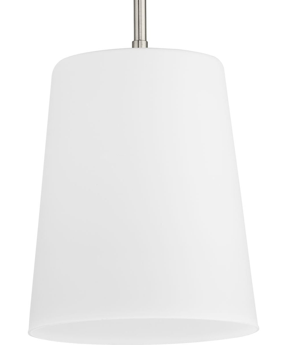 Clarion 1-Light Etched White Pendant P500429 Brushed Nickel
