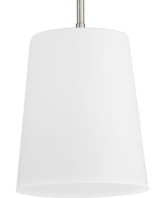 Clarion 1-Light Etched White Pendant P500429 Brushed Nickel