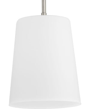 Clarion 1-Light Etched White Pendant P500429 Brushed Nickel