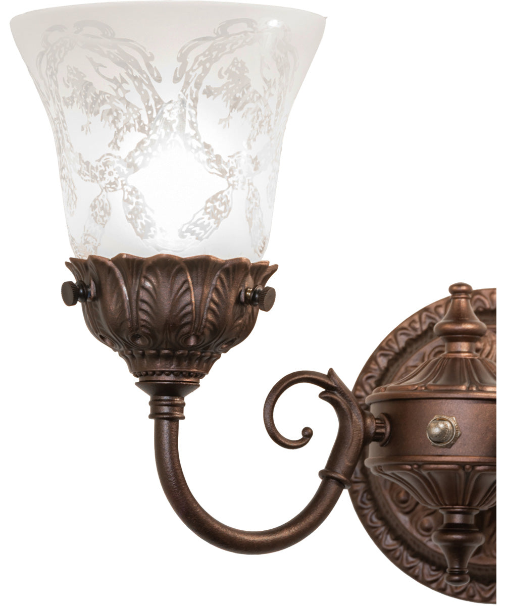 13" Wide Wreath & Garland 2 Light Wall Sconce