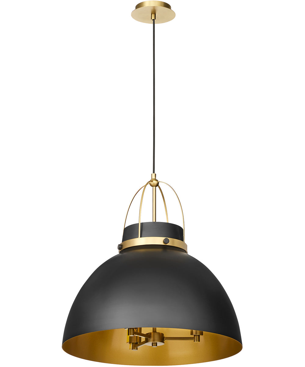 Pruitt 3-light Pendant Matte Black|Aged Brass