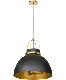 Pruitt 3-light Pendant Matte Black|Aged Brass