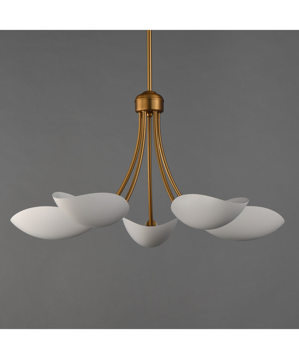 Maris 5-Light Chandelier White/Natural Aged Brass