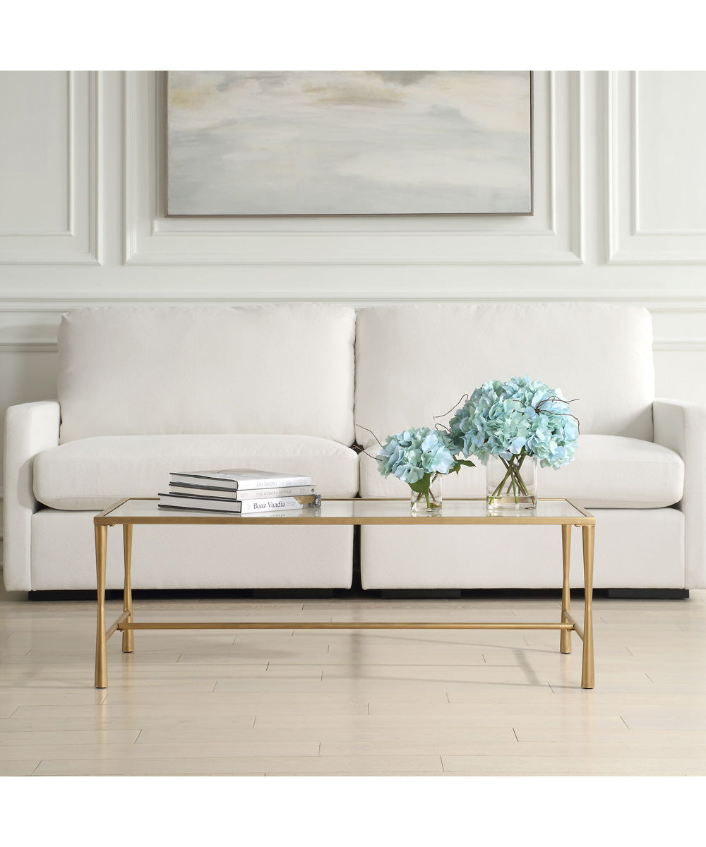 Accent Furniture with Tempered Glass Top Antique Gold