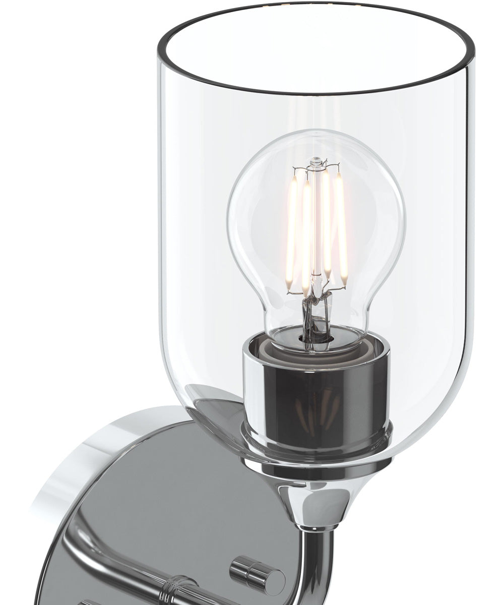 Ilia 1-Light Wall Sconce with Clear Glass Shade Polished Chrome