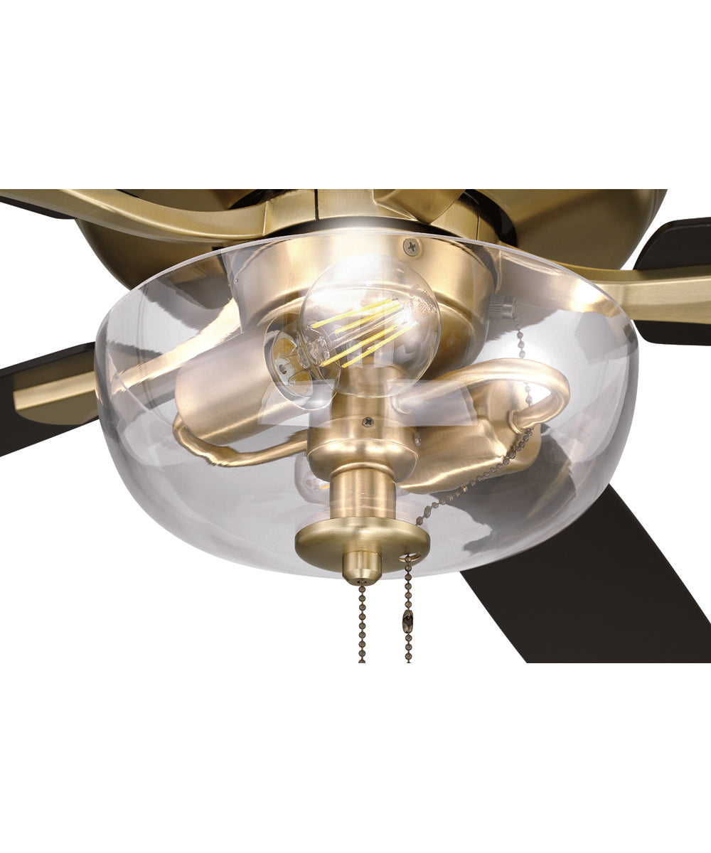 EOS 2 Light Clear Bowl 52" Ceiling Fan 2-Light Fan Satin Brass