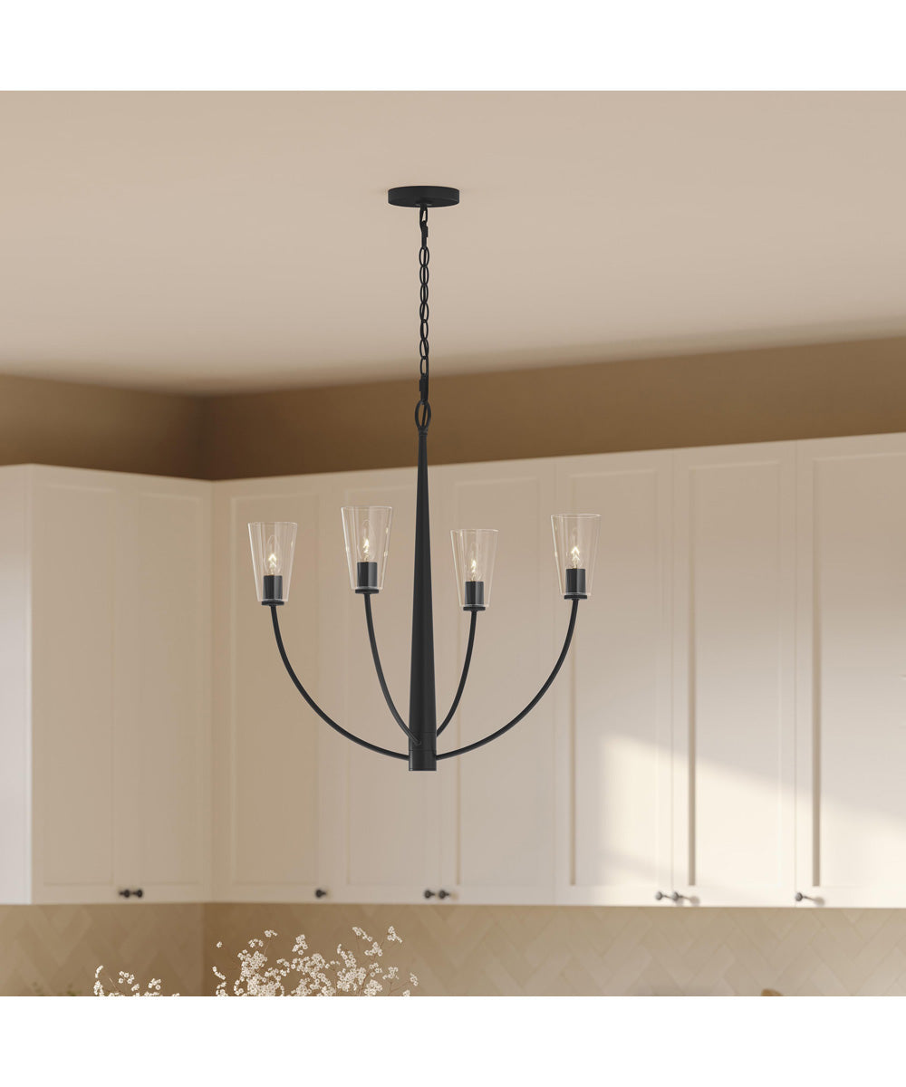 Jheni 4-Light Chandelier with Clear Glass Shades Matte Black