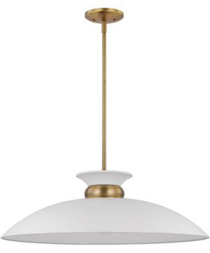 Perkins 1-Light Pendant Matte White / Burnished Brass