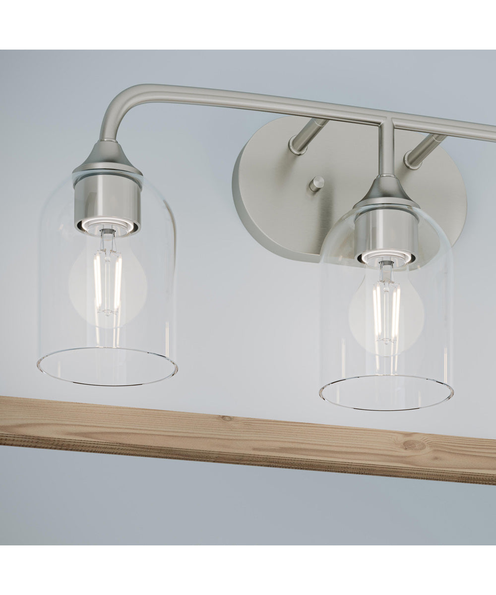 Ilia 3-Light Bath Vanity with Clear Glass Shade Brushed Nickel