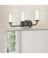 Mack 3-Light Vanity Light with Layered Glass Shades Matte Black