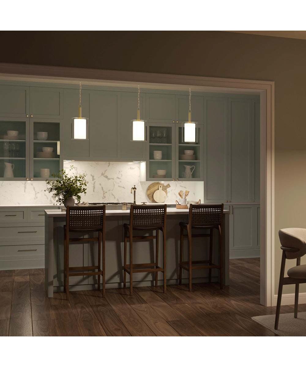 Mack 1-Light Pendant with Layered Glass Shade Brushed Gold