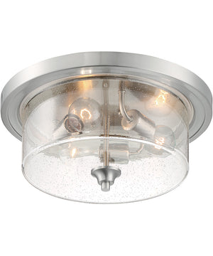 15"W Bransel 3-Light Close-to-Ceiling Brushed Nickel