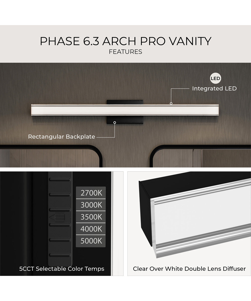 Phase 6.3 24 in. 5CCT Integrated LED Linear Vanity Light Black