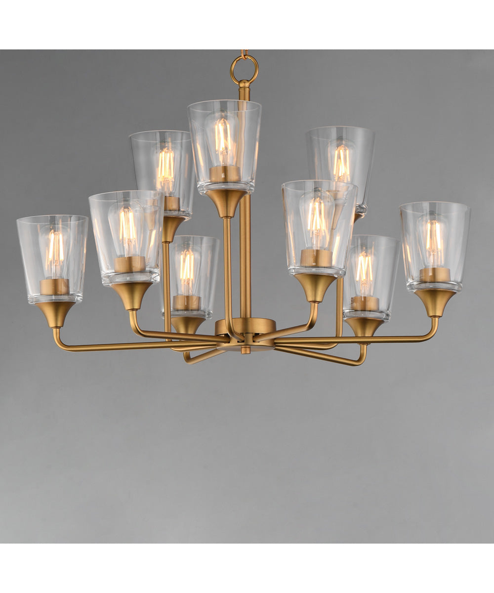 Hudson 9-Light Two-Tier Chandelier Natural Aged Brass
