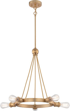 28"W Paxton 5-Light Chandelier Natural Brass